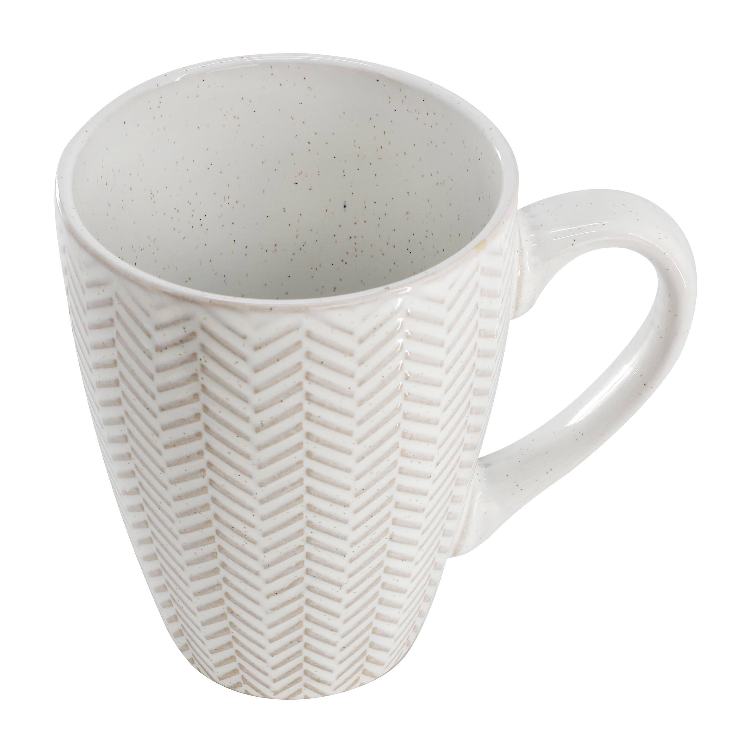 Alt View 2. Gibson - Gibson Elite Earlhart 4 Piece 16 Ounce Stoneware Assorted Pattern Mug Set in White - White.