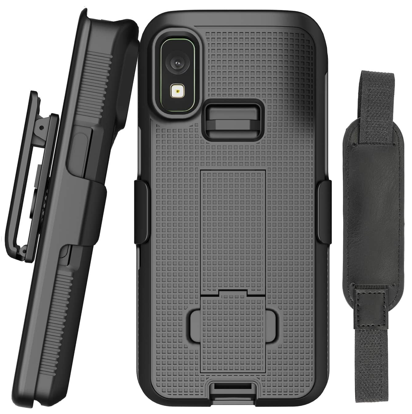 Nakedcellphone - Case and Strap and Belt Clip Holster Combo for Zebra TC501 Mobile Computer Scanner - Black