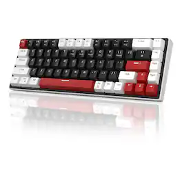 Live At Space - 60% Mechanical Gaming 68 Keys Compact Blue Led Backlit Keyboards Sky68 Wired Mini Office For Windows Pc Gamer SMALL - White & Black - Red Switch