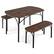 Front. Costway - 3 PCS 48" Dining Table Set for 4Rectangular Table & 2 Benches with Metal Frame - Brown and Black.