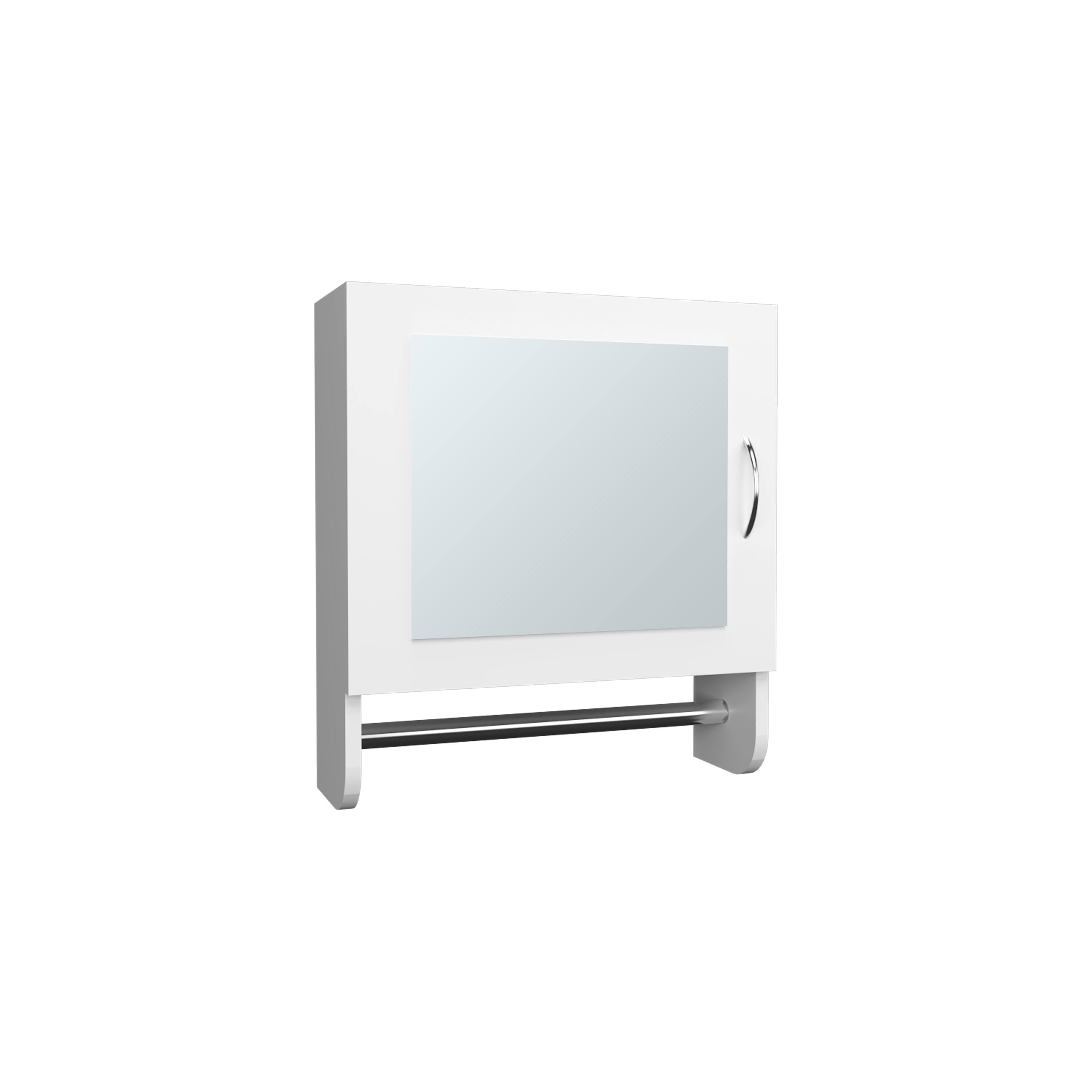 Back. TuHome - Botiq Mirror Medicine Cabinet With Towel Rack White, One Door With Two Interior Shelves For Bathroom - White.