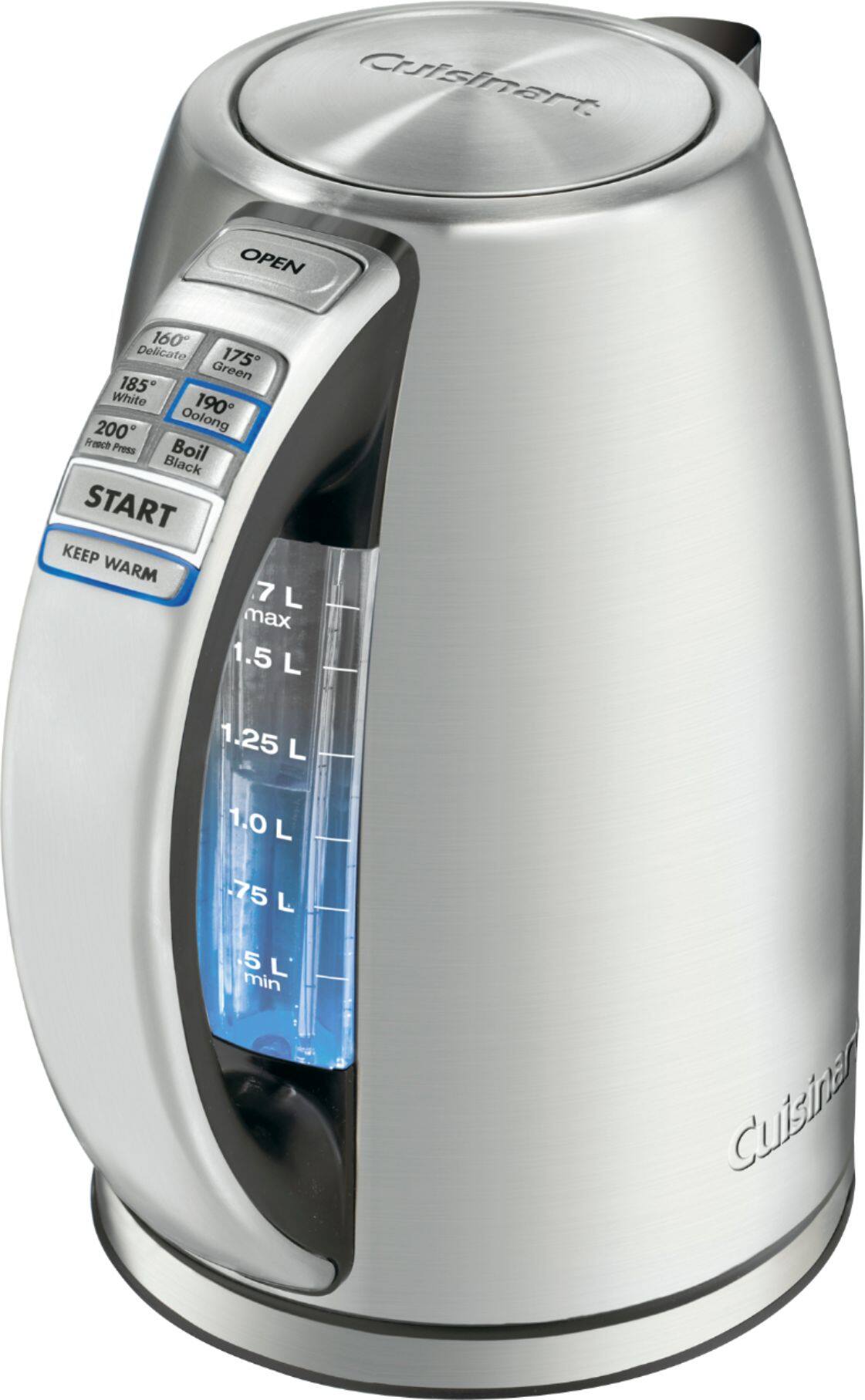 Large capacity 1.7-liter kettle heats up fast.