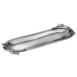 Jiallo - Elegance Sparkle leaf long oval platter - Silver