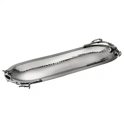 Front. Jiallo - Elegance Sparkle Silver leaf long oval platter - Silver.