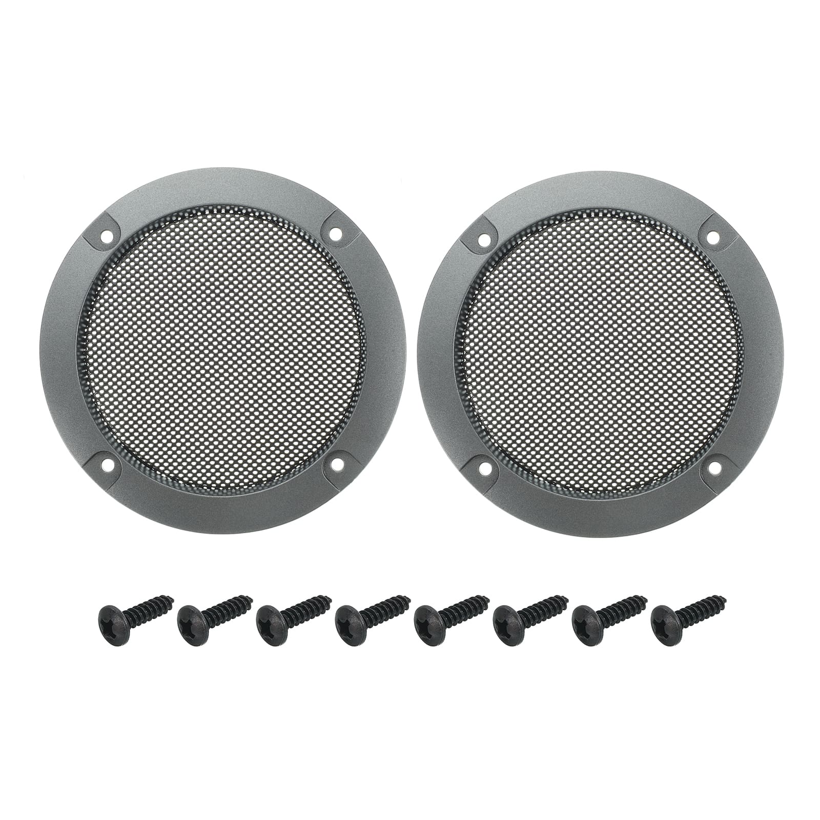 Unique Bargains - 2pcs Speaker Grill Mesh Metal Woofer Guard Protector ABS Frame with Screws for Home Audio Car Speaker - Black Iron Gray