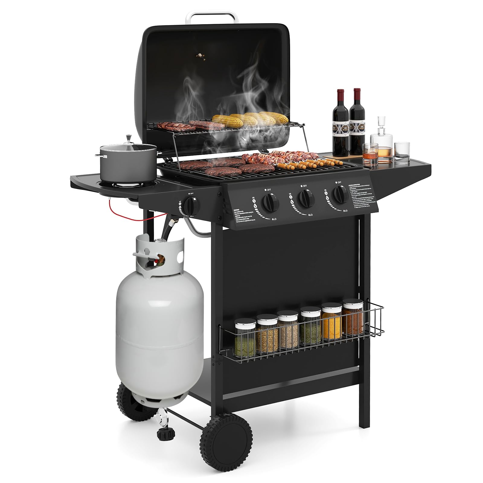 Ecooso - 39,000 BTU Propane Gas Grill on Wheels with Thermometer, Outdoor Burner BBQ Grill, Portable price history on PriceWatchPro