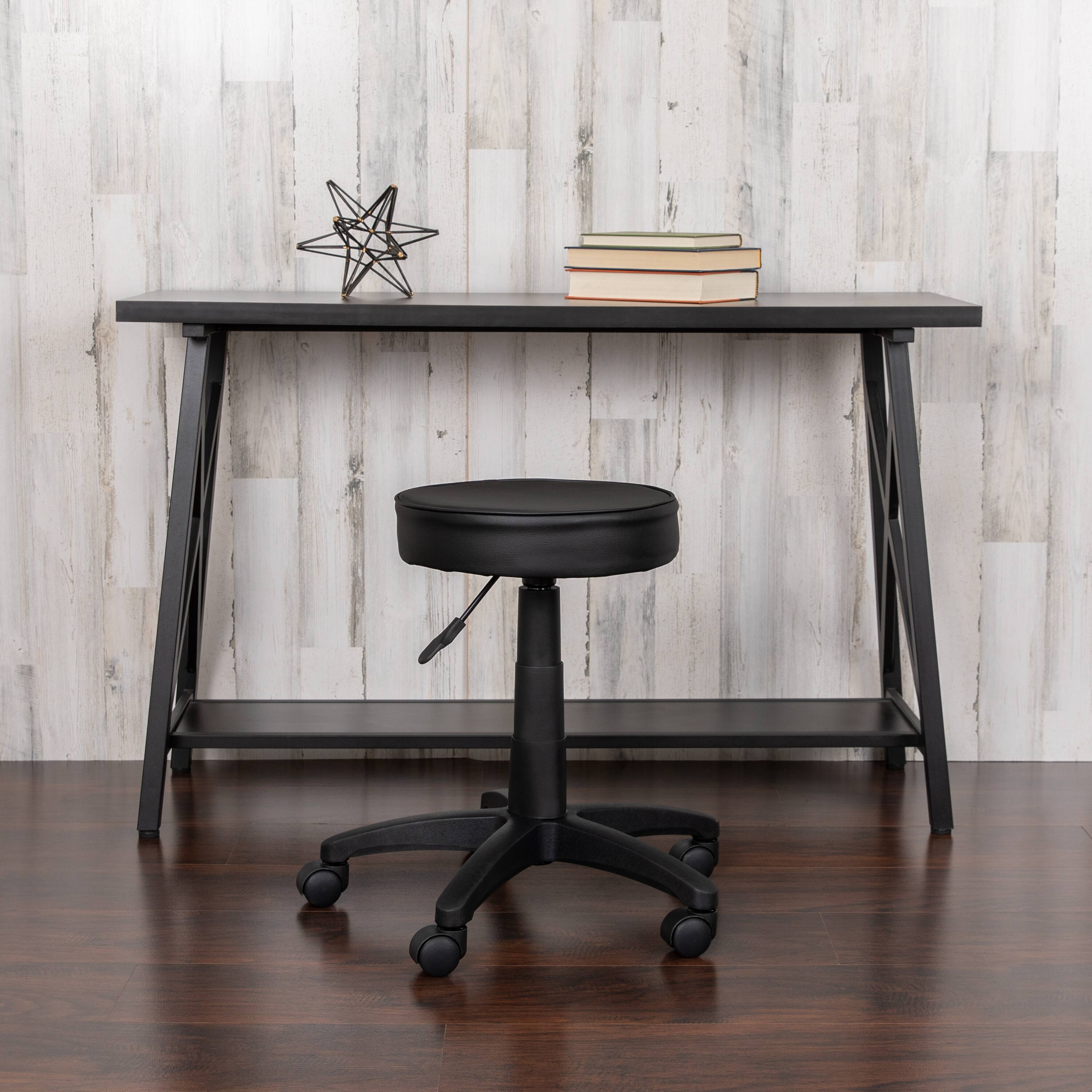 Alt View 1. Emma + Oliver - Adjustable Doctors Stool on Wheels with Ergonomic Molded Seat - Black.