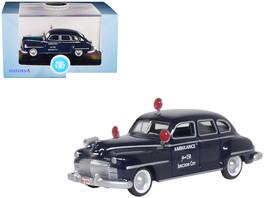 1946 DeSoto Suburban Ambulance "Junction City Ambulance" 1/87 (HO) Scale Diecast Model Car by Oxford Diecast - Dark Blue