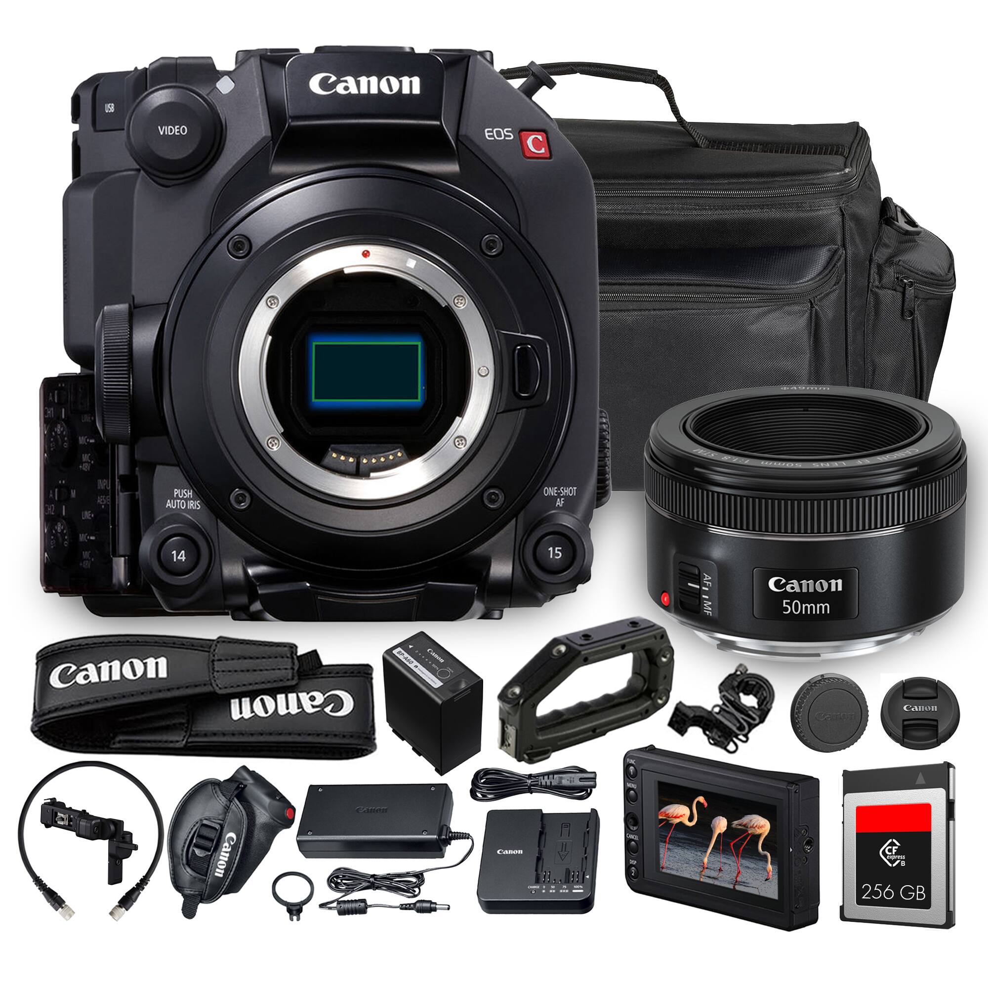 Canon VIDEO EOS C a 2 ... R I K 1P AS 5 PUSH AUTO BI ONE-SHOT R W K 14 15 AF MF Canon 50mm Canon Canon Canon CAR CF 256 GB