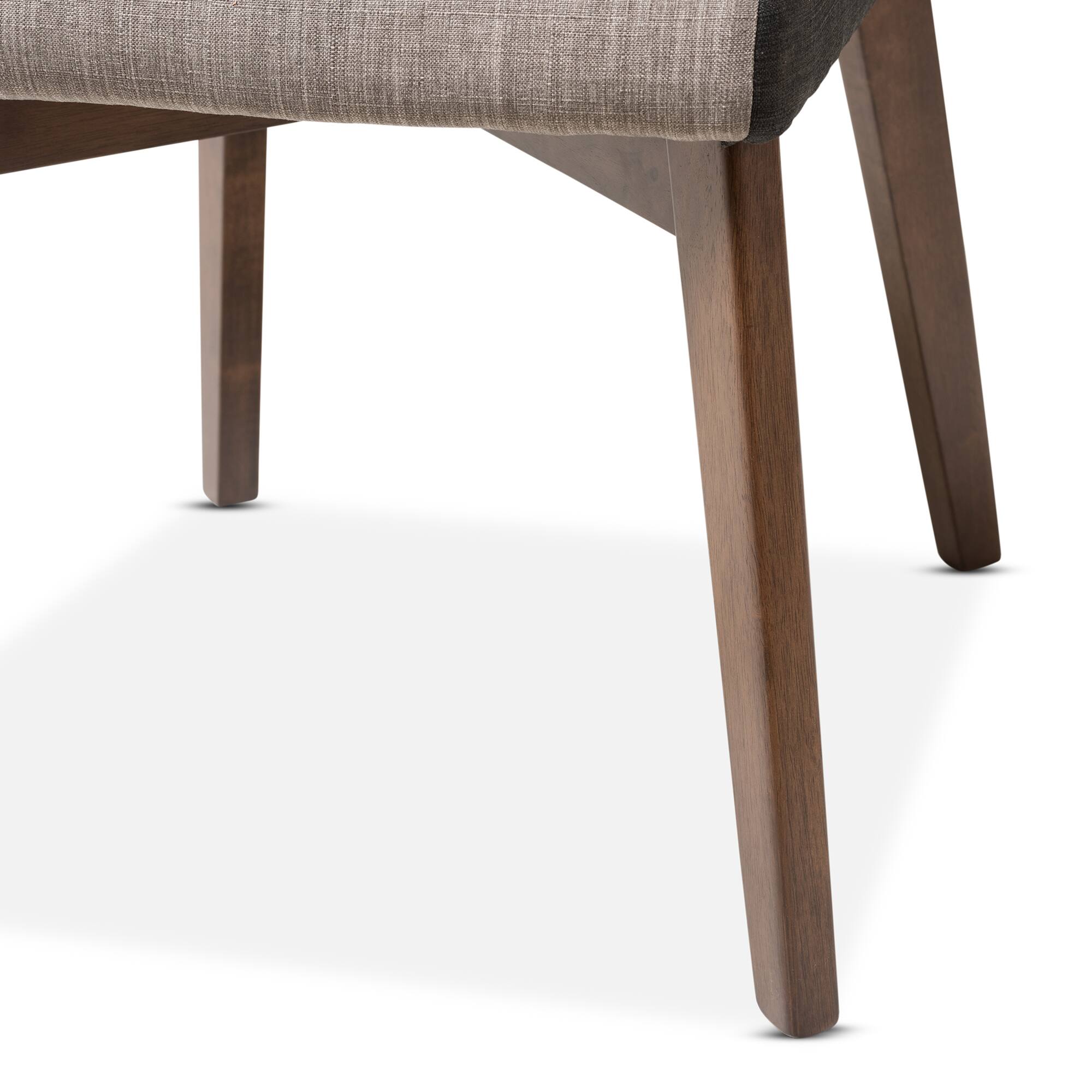 Alt View 1. Baxton Studio - Kimberly Mid-Century Modern Fabric Dining Chair - "Gravel" Multi Color/"Walnut" Brown.