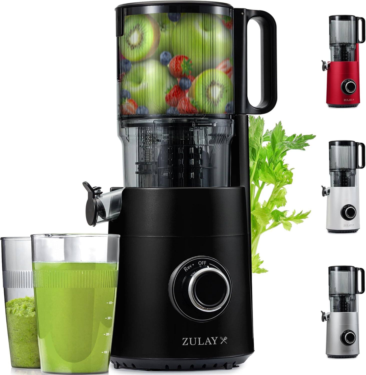 Zulay Kitchen - Cold Press Slow Masticating Juicer 5 Inches Wide Chute - Black
