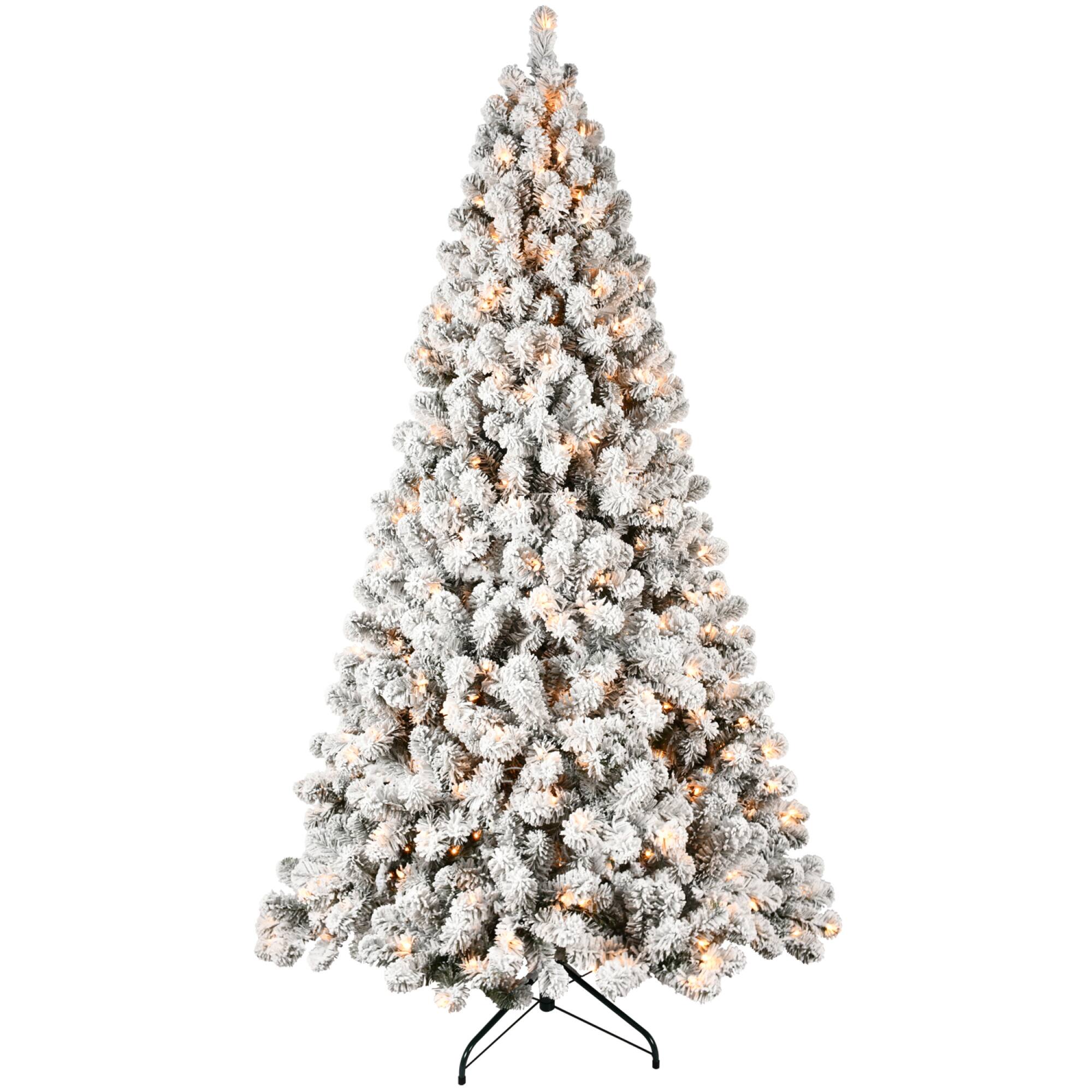 Alt View 6. ELEMENT ACE - 9-Foot Snow-Flocked Pre-Lit Christmas Tree with Warm White Lights for Effortless Holiday Decor - Green,White.
