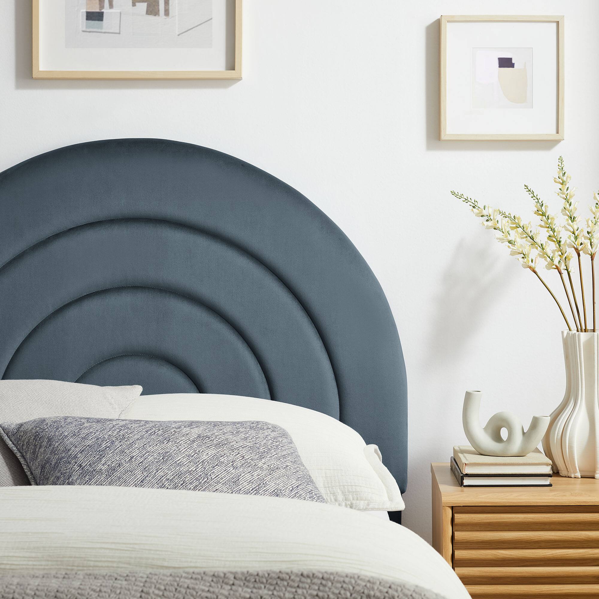 Alt View 3. Modway - Solana Arched Performance Velvet Twin Headboard by Modway - Blue.