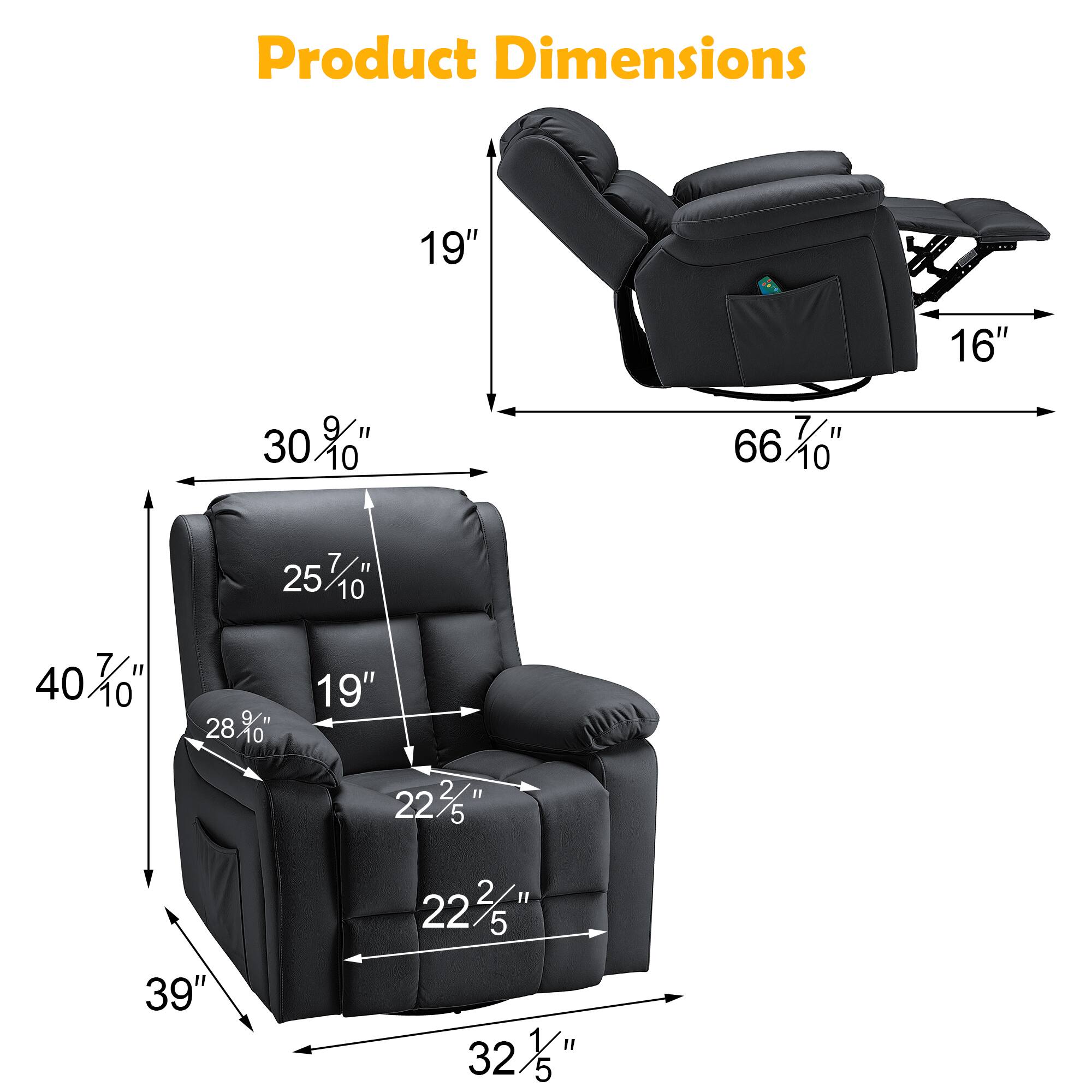 Product Dimensions

- Width: 66 7/10"
- Depth: 30 9/10"
- Height: 40 7/10"
- Seat Height: 19"
- Seat Depth: 22 2/5"
- Armrest Height: 25 7/10"
- Back Height: 39"
- Footrest Height: 16"
- Overall Width: 32 1/5"