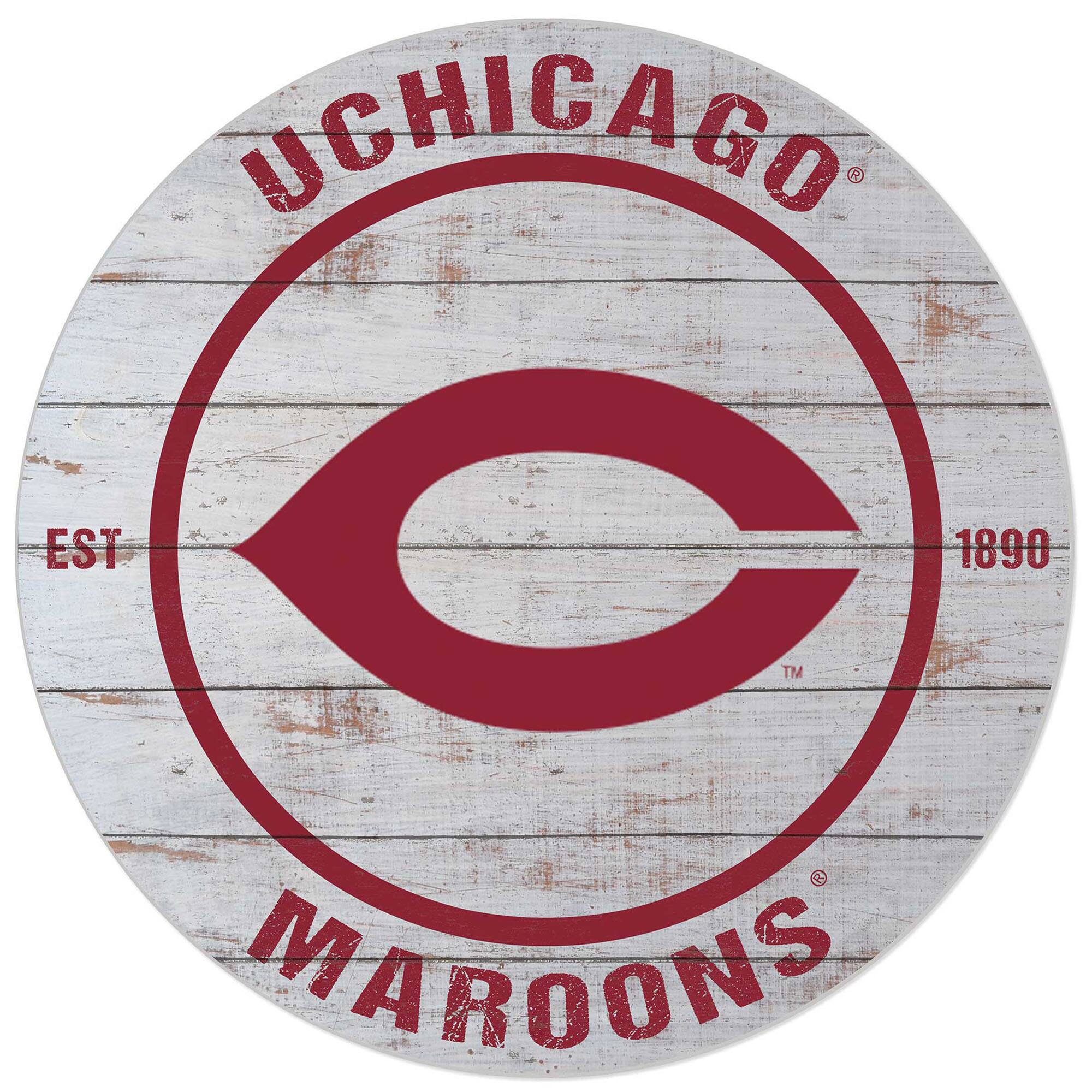 Jardine - UChicago Maroons 20'' x 20'' Indoor/Outdoor Weathered Circle Sign - White