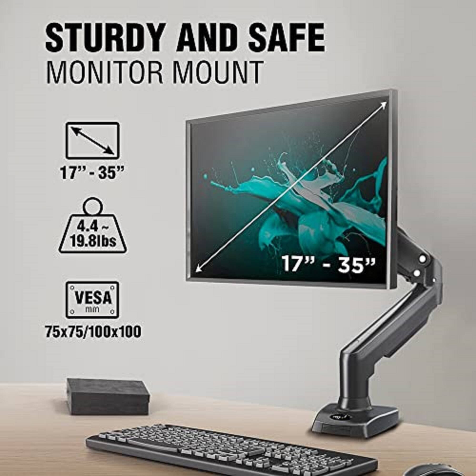 STURDY AND SAFE  
MONITOR MOUNT  

17" - 35"  
4.4 ~ 19.8lbs  
VESAMM  
75x75/100x100