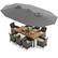 Front. Costway - 10 Pieces Patio Wicker Dining Set with Double-Sided Patio Umbrella 8 Armchairs - Grey,Mix Brown.