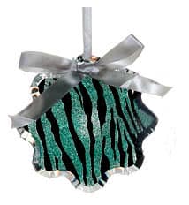 Allstate - 4.5" Teal and Black Glittered Zebra Print Snowflake Prism Christmas Ornament - Green