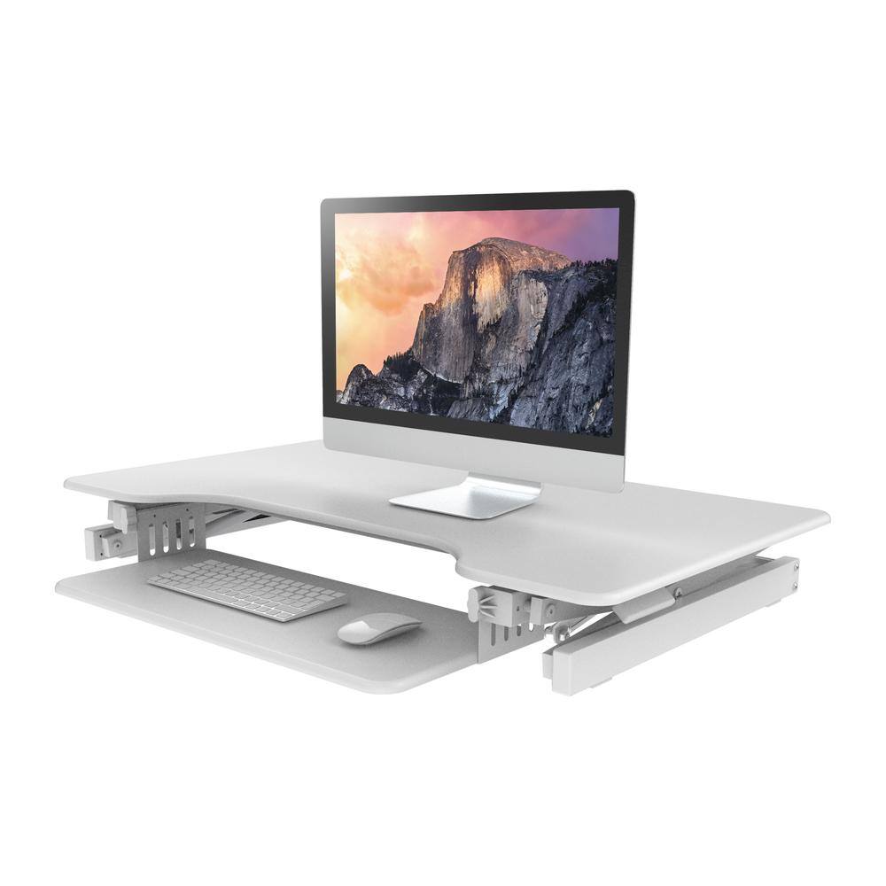 Alt View 3. Rocelco - 40" Large Height Adjustable Standing Desk - White.