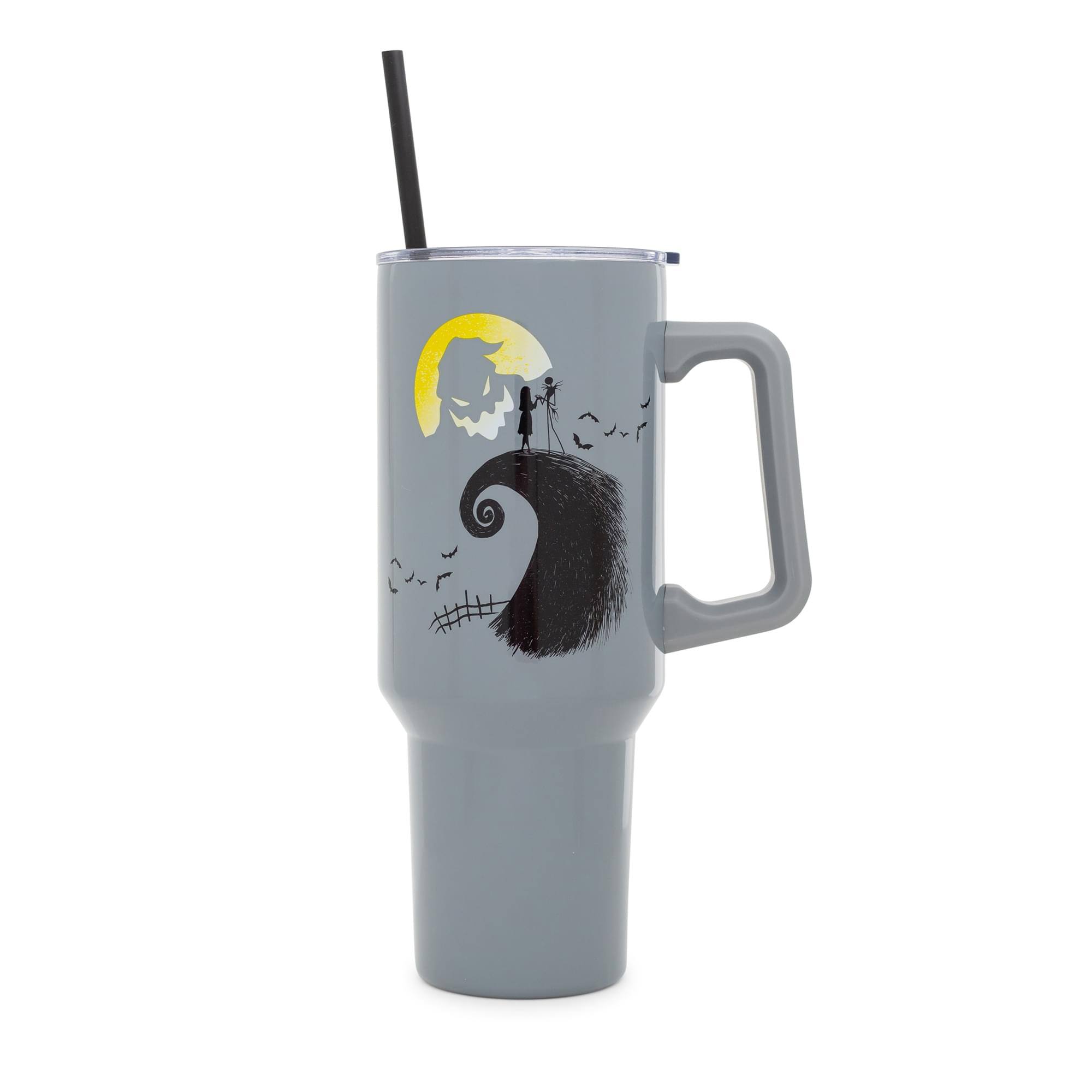 Front. Disney - Disney's The Nightmare Before Christmas Spiral Hill Stainless Steel Tumbler - Grey.