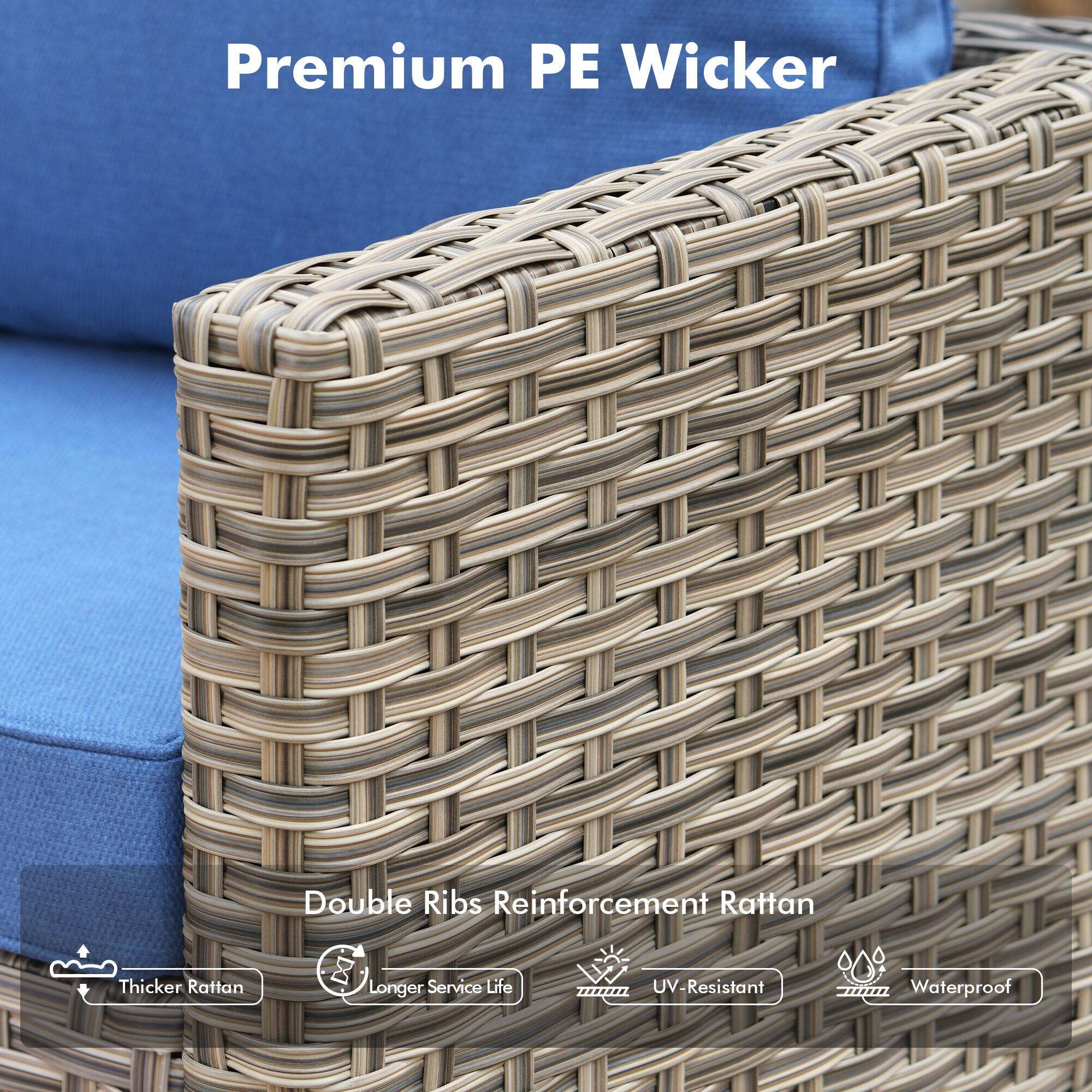 Premium PE Wicker

Double Ribs Reinforcement Rattan

- Thicker Rattan
- Longer Service Life
- UV-Resistant
- Waterproof