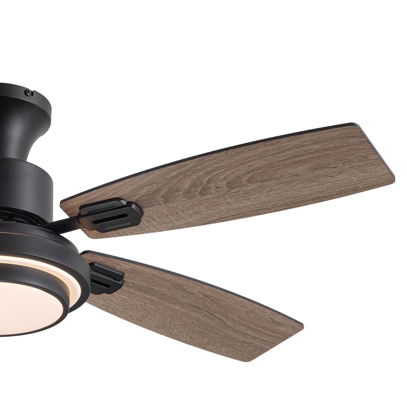 Alt View 6. Siljoy - 42 Inch Black Flush Mount LED Ceiling Fan - Low Profile for Bedroom Living Room - Gloss Black.