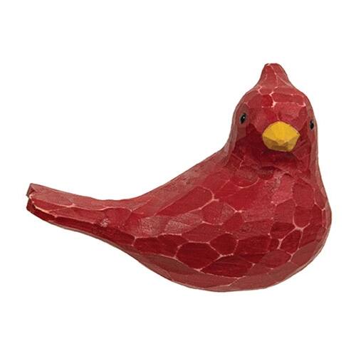 Front. BreeBe - Wood Carved Cardinal Sitter 2.75" - Red.
