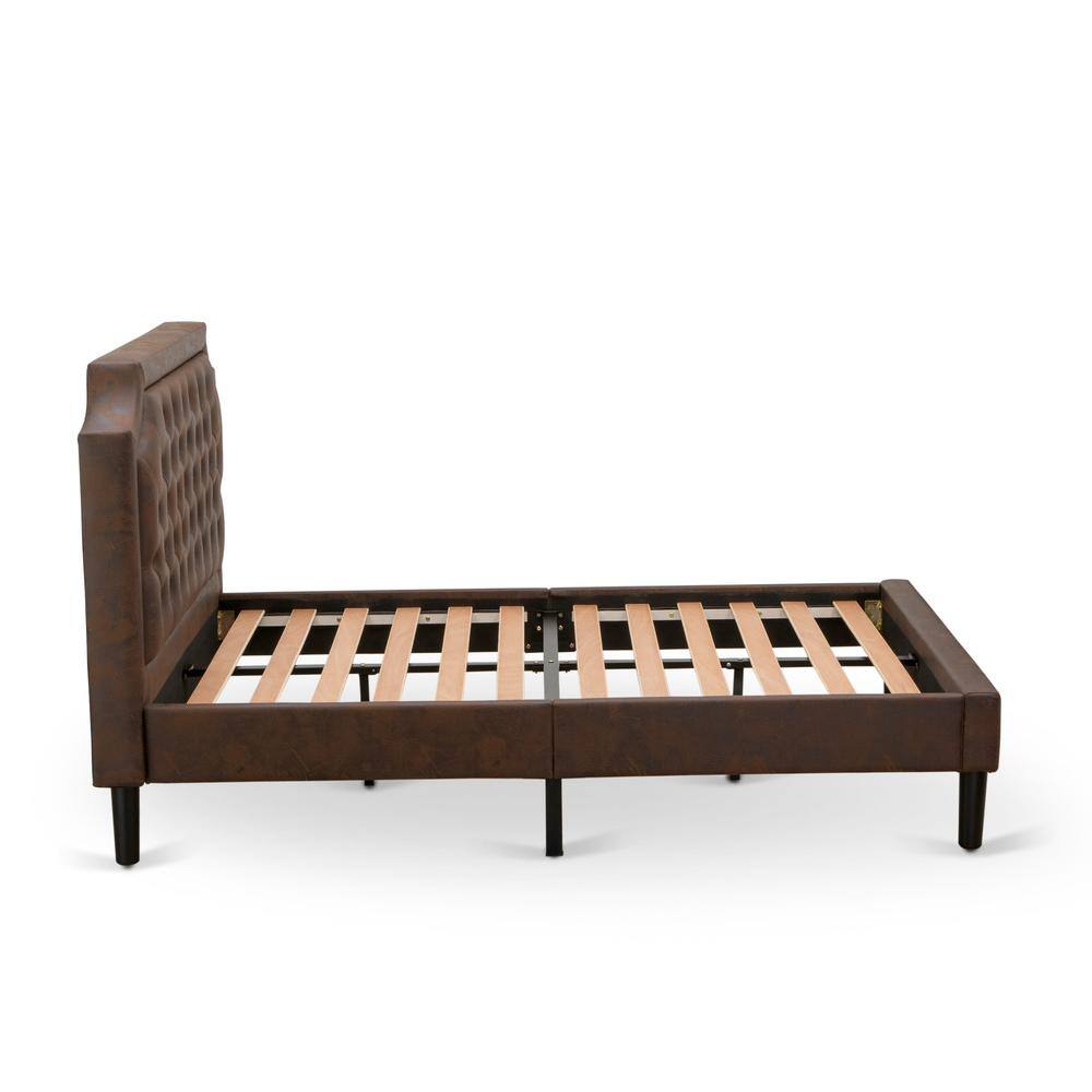 Alt View 1. East West Furniture - GB25F-1GA06 2-Pc Platform Bed Set with a Full Bed and a Wire brushed Black Night Stand - Dark Brown Faux Leather and - Black Textured.