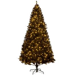 Homcom - FT Tall PreLit Artificial Christmas Tree with Realistic Branches - Black