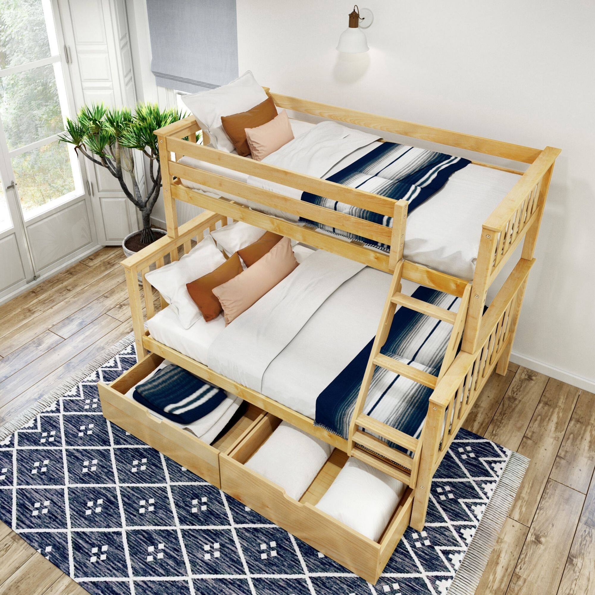 Alt View 5. Plank+Beam - Classic Twin over Full Bunk Bed Bed + Underbed Storage, Natural - Natural.
