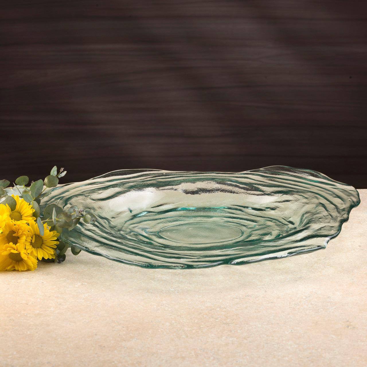 Front. Euro Ceramica Home - Euro Essential Tornado 18" Serving Platter - Clear/Green.