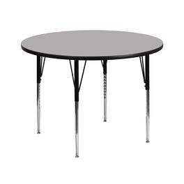 Emma + Oliver - 42" Round Laminate Adjustable Activity Table - Gray