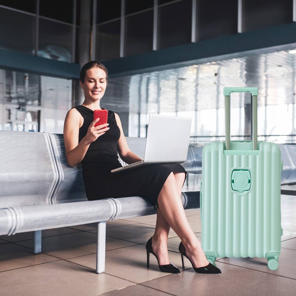Alt View 9. Ropilly - Ropilly 3 Piece Luggage Set Mint Green Hard Shell Suitcase with Cup Holder - Mint Green.