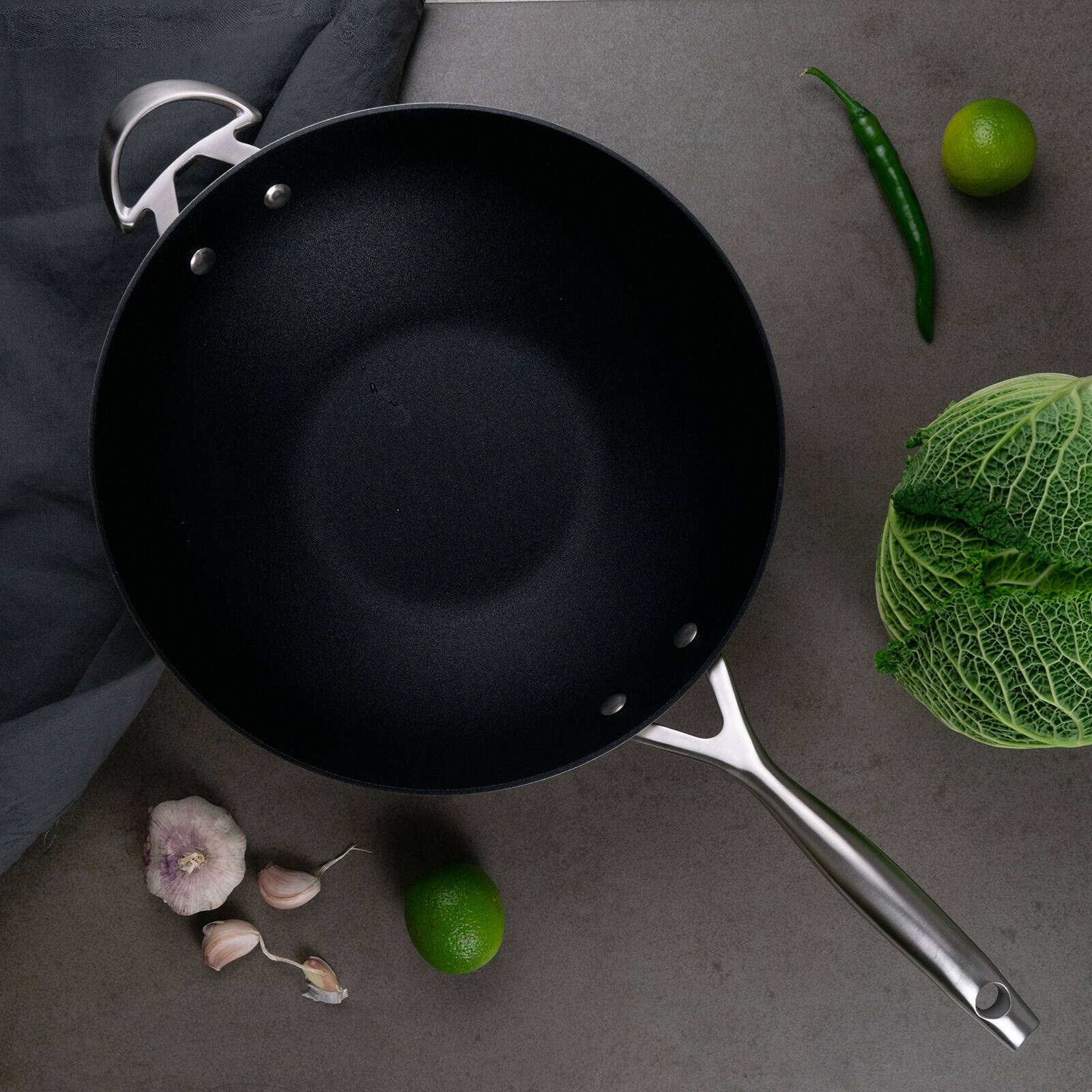 Alt View 3. Scanpan - CS+ 12.5-inch Stainless Steel Wok - Silver.
