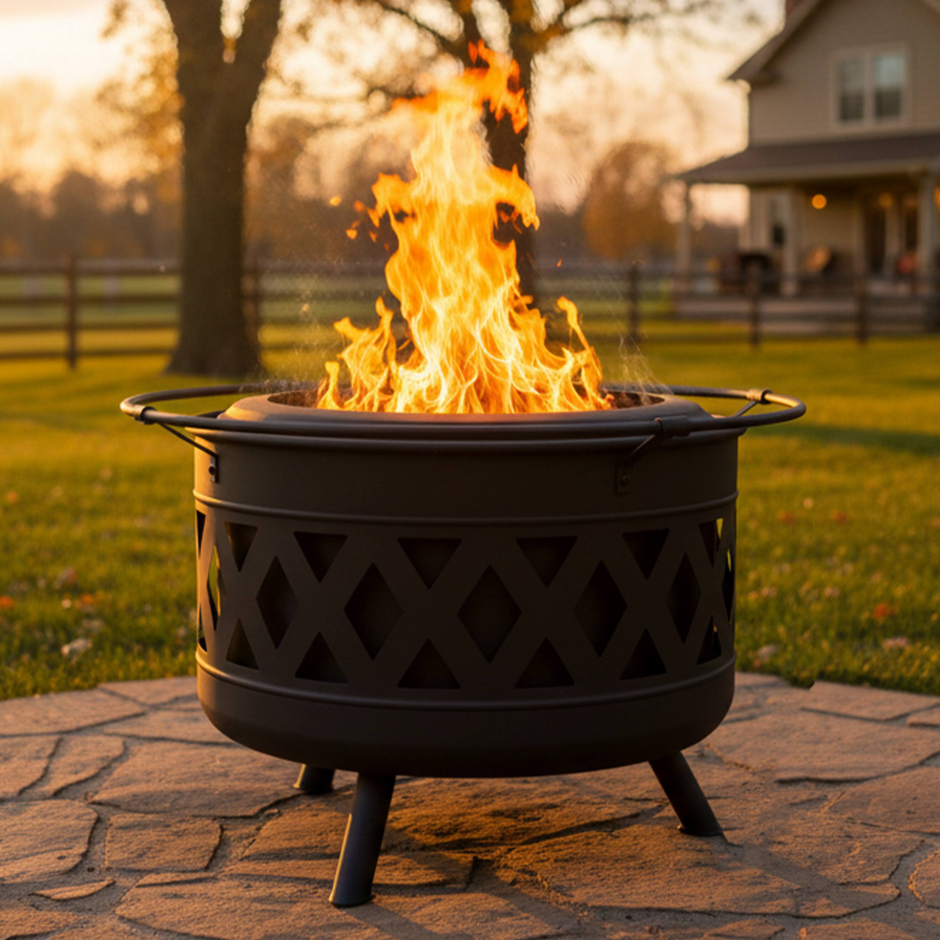Alt View 1. Sunnydaze - 30 in Crossweave Smokeless Wood-Burning Fire Pit with Poker - Black.