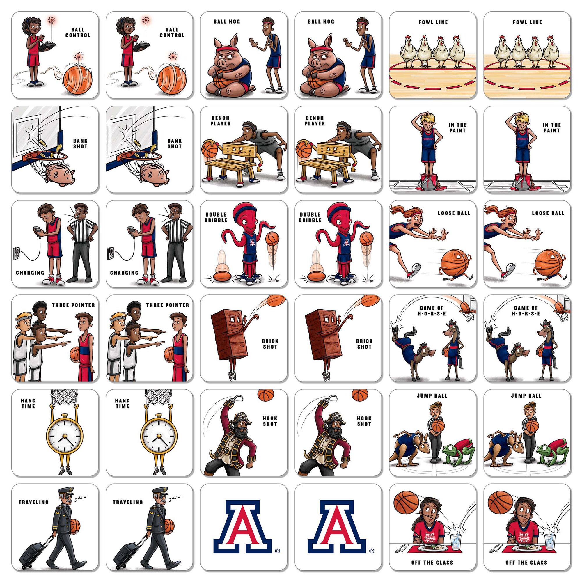 - Ball Control
- Ball Hog
- Bench Player
- Bank Shot
- Foul Line
- In the Paint
- Charging
- Double Dribble
- Loose Ball
- Three Pointer
- Brick Shot
- Hang Time
- Hook Shot
- Traveling
- Jump Ball
- Game of H-O-R-S-E
- Off the Glass