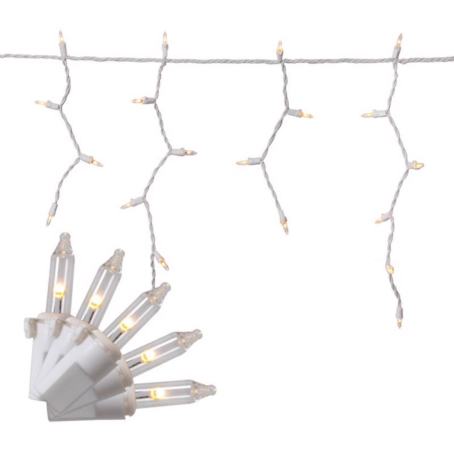 Celebrations - Classic LED T5 Warm White 100 ct Icicle Christmas Lights 6.3 ft.