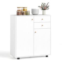 Costway - Kitchen Sideboard Buffet Cabinet with 2 Drawers, 2 Doors and 3 Adjustable Shelves - White