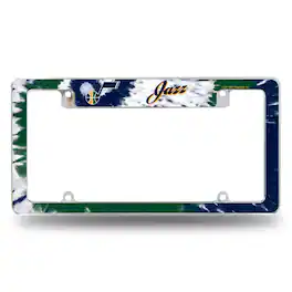 Rico Industries - Utah Basketball Jazz Chrome Metal License Plate Frame - Tie Dye Design - Multi