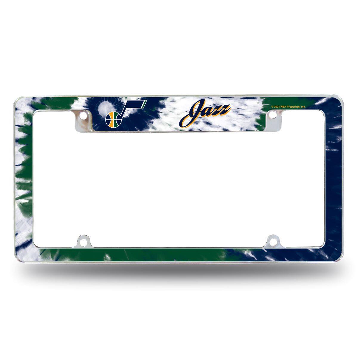 Utah Basketball Jazz Chrome Metal License Plate Frame - Tie Dye Design