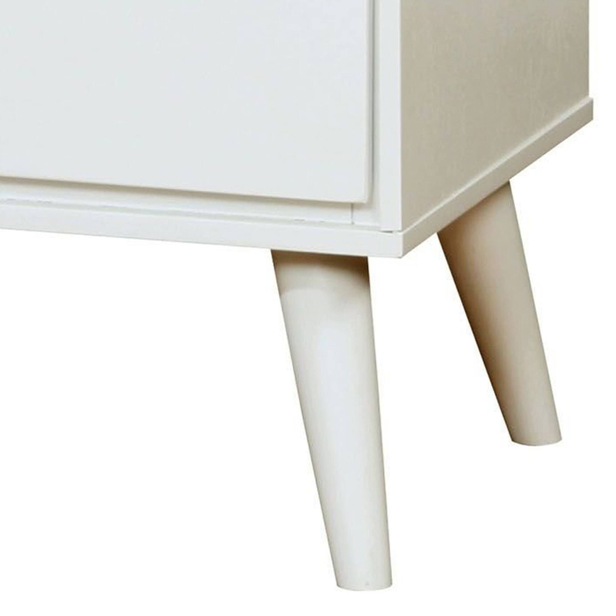 Alt View 3. Manhattan Lane - 2 Drawer Wooden Nightstand with Recessed Drawer Fronts - White.