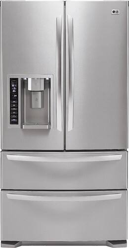 Front Standard. LG - 20.5 Cu. Ft. Counter-Depth French Door Refrigerator - Stainless-Steel.
