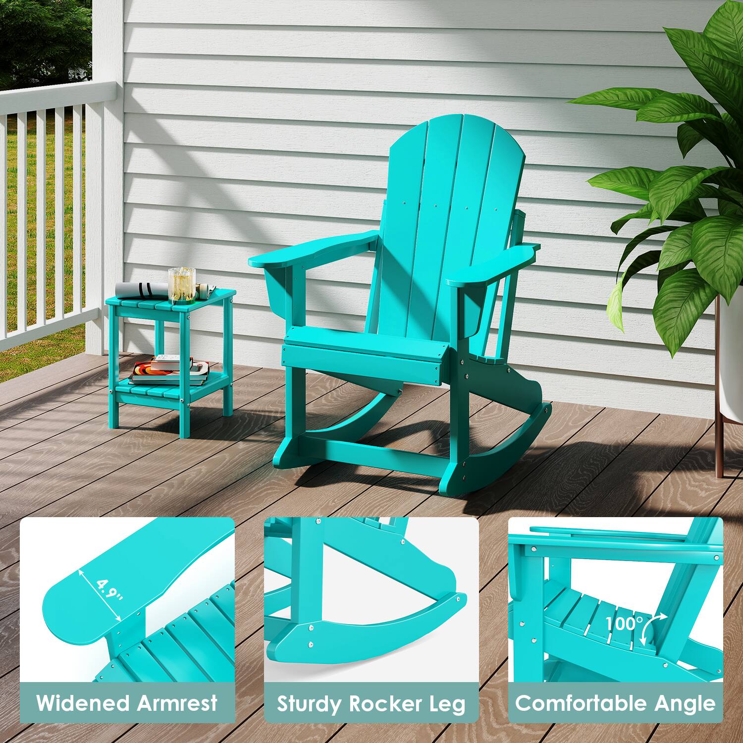 4.9" Widened Armrest  
Sturdy Rocker Leg  
Comfortable Angle