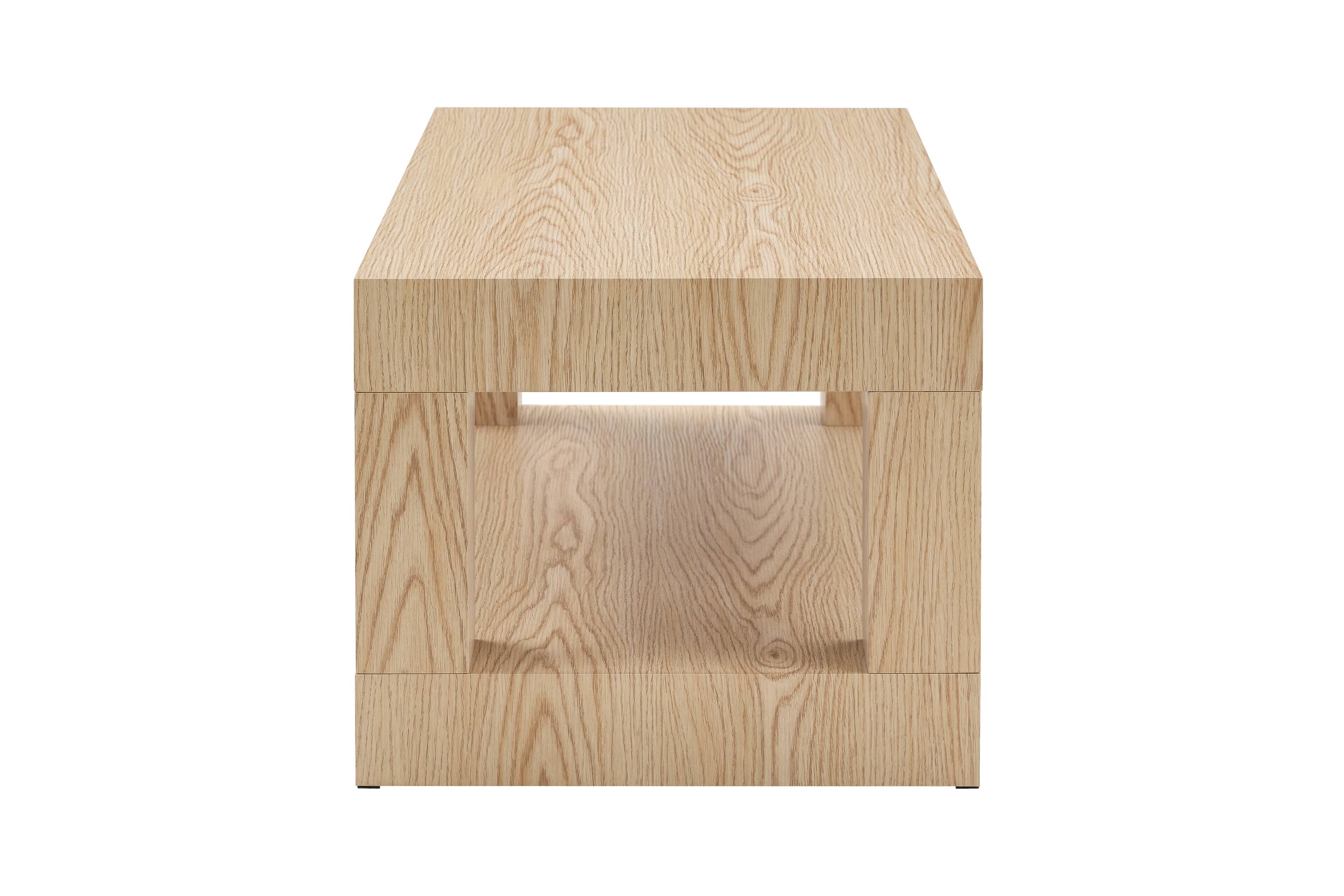 Alt View 7. Loheer - Loheer- Modern 2-Tier Coffee Table Open Storage Shelf Rectangular Center Table for Living Room 3.3x1.8x1.5 ft - Wood.