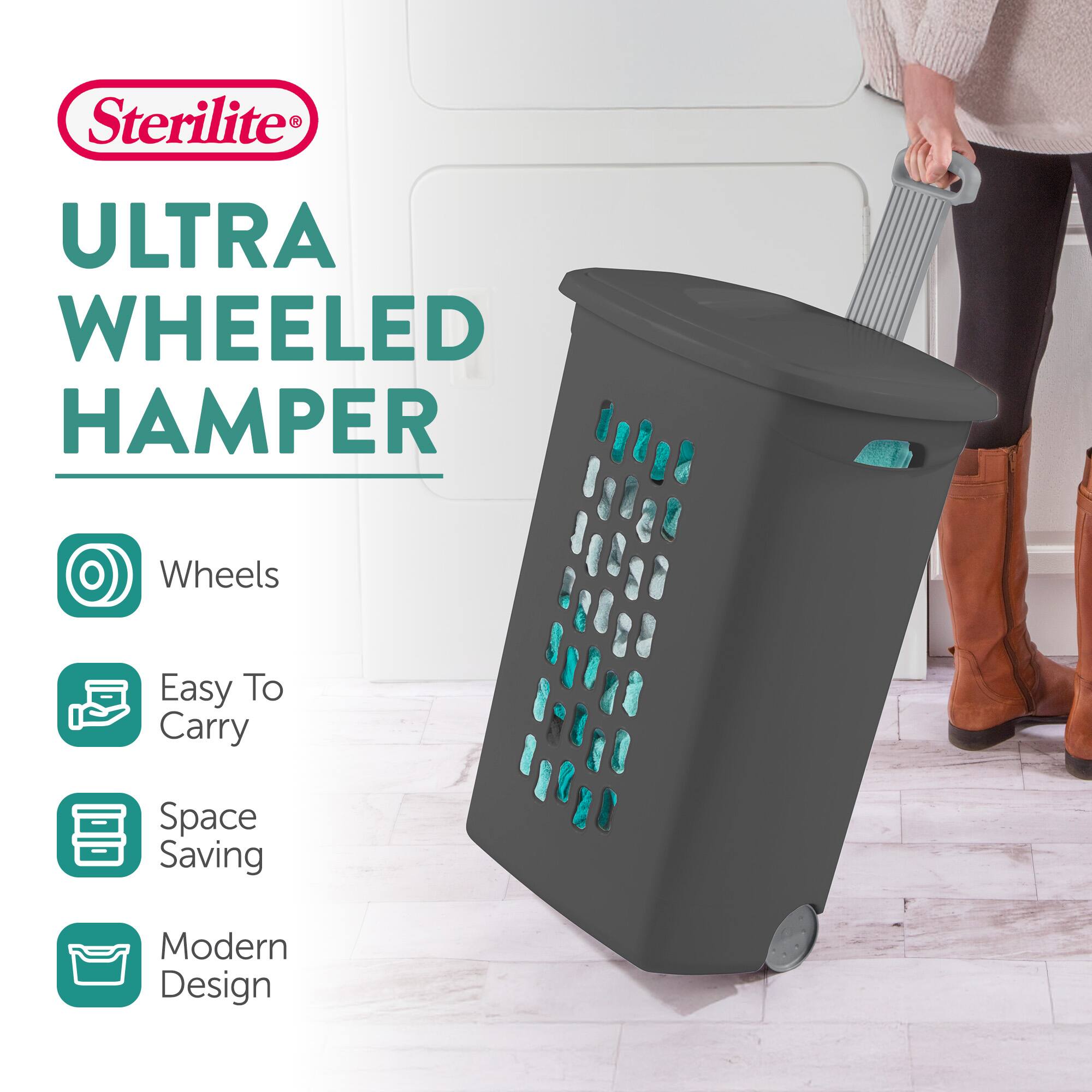 Sterilite ULTRA WHEELED HAMPER

- Wheels
- Easy To Carry
- Space Saving
- Modern Design