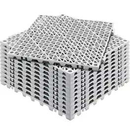VEVOR - Modular Interlocking Cushion, 12 Pack 12" x 12" Splicing Drainage Mats, Soft PVC Interlocking Drainage Floor Tiles - Gray