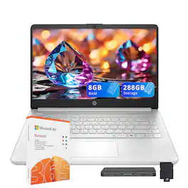 HP - Stream 14" HD Laptop, Intel N150, 8GB RAM, 128GB UFS+128GB DOCKING STATION, 1 Year Office 365, Win 11 S - Silver