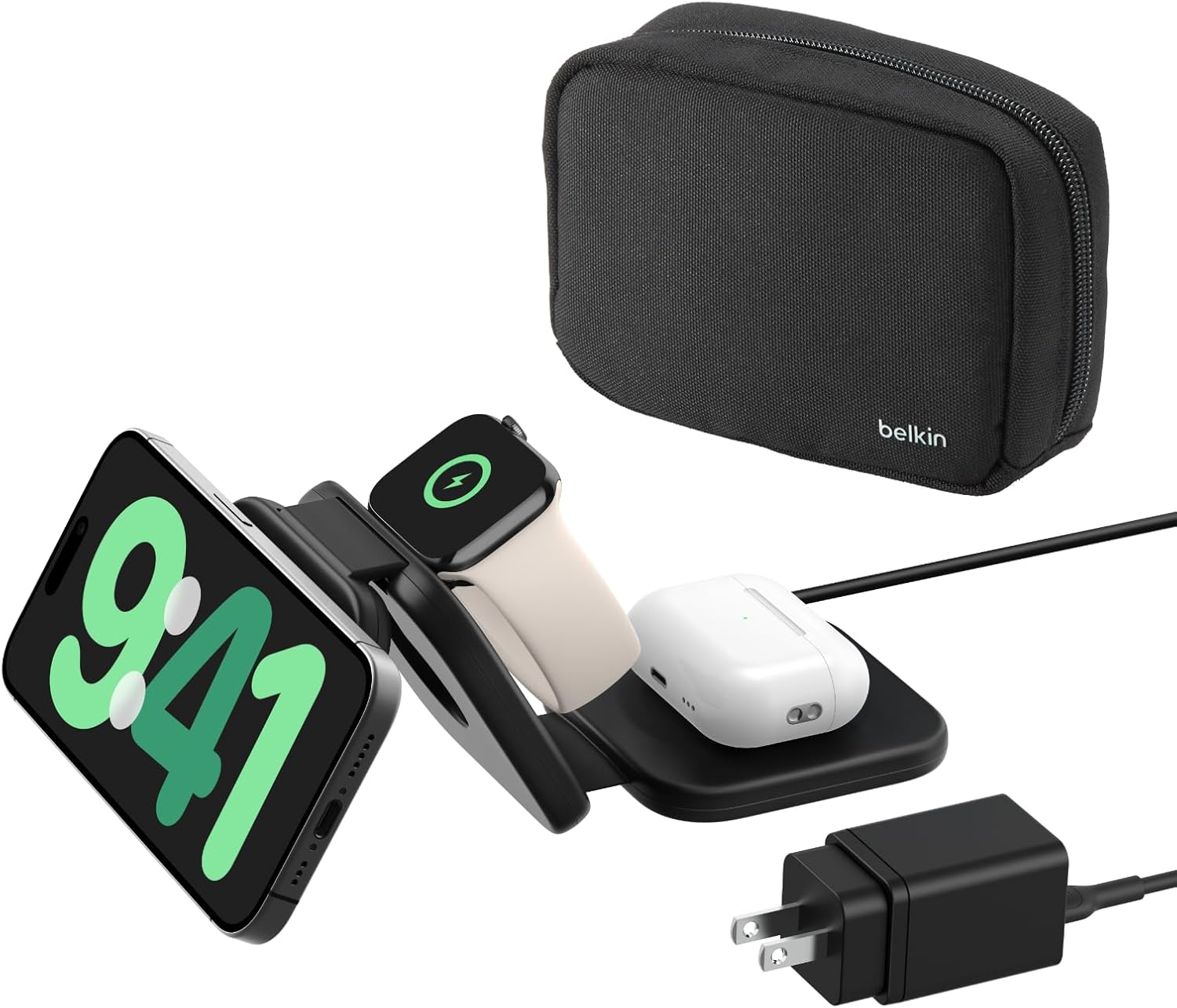 Belkin BoostCharge Pro 3-in-1 Wireless Charging Travel Pad