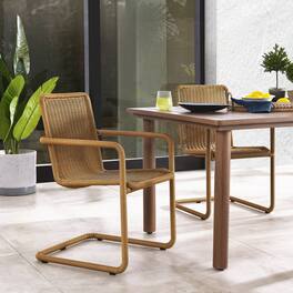 Abacus Outdoor Patio Wicker Dining Chairs Set of 2 by Modway - Natural