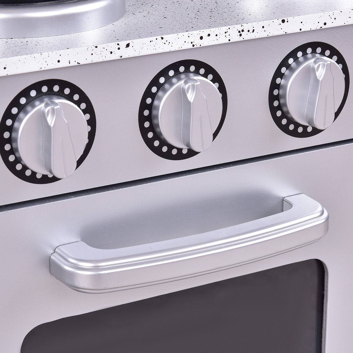 Alt View 5. Gymax - Gymax Kids Cooking Pretend Play Toy Wooden Kitchen Set Children Playset Vintage - Coffee + Silver.